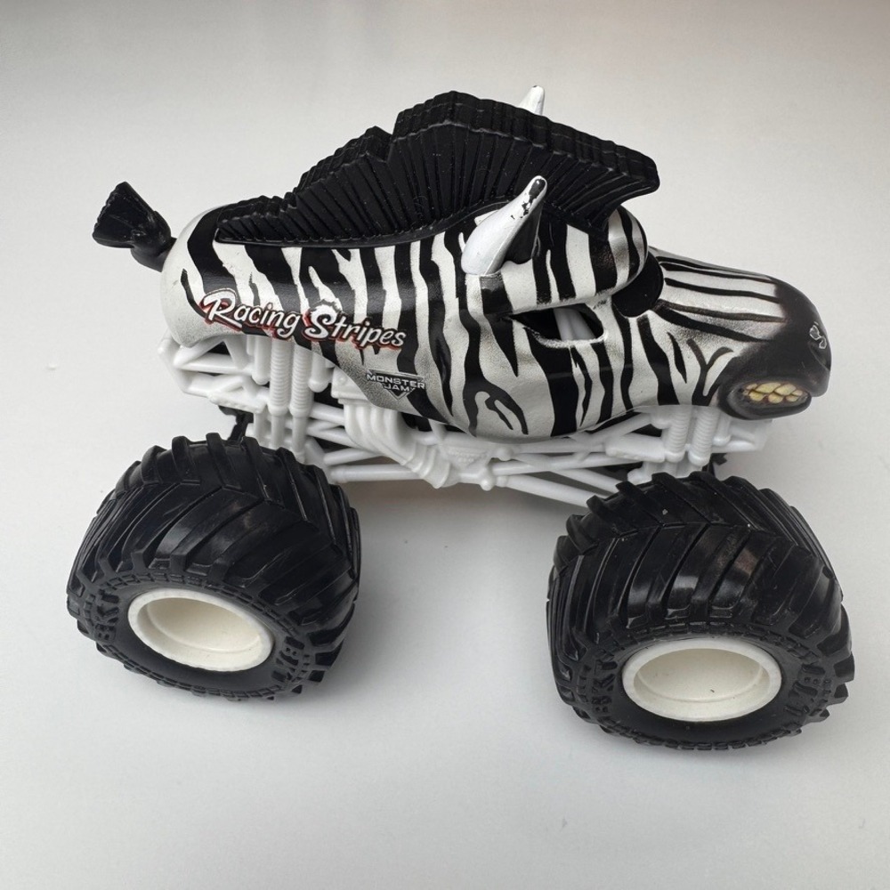 Monster Jam Racing Stripes Zebra Monster Truck Diecast White Chassis BKT Tires